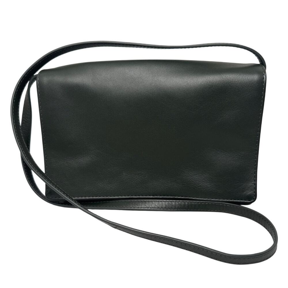 Zara Minimalist Cow Leather Crossbody Bag Green RN#77302